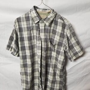 Arrow Short-Sleeve Plaid Button-Down Shirt - Gray & White